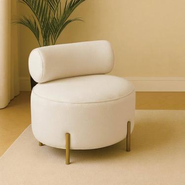 Imagem de Poltrona Sala Ilha Orgânica Éden Pé Aço Lateral Dourado Bouclê E03 - D`Rossi