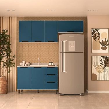 Imagem de Cozinha Compacta 250051 3 Peças Meena Branco Azul Politorno Móveis