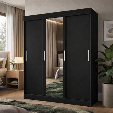 Imagem de Guarda-roupa 3 Portas com Espelho Saint Germain Preto