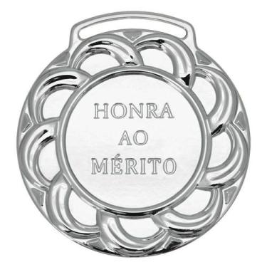 Imagem de Kit Com 10 Medalhas Vitória Honra ao Mérito 60002 60MM Com Fita, Prata