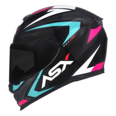Imagem de Capacete ASX Eagle Street Brilho Feminino +  Narigueira, Preto/ Tiffan