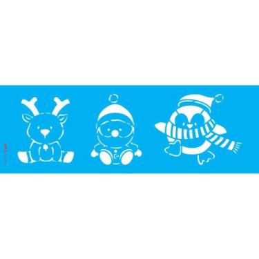 Imagem de Stencil Opa 10 x 30 cm - Bonecos Natalinos - 3699 - Opa Criando Arte