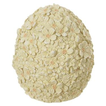 Imagem de Ovo De Páscoa Decorativo Amarelo Florido Em Resina 12Cm - Florarte