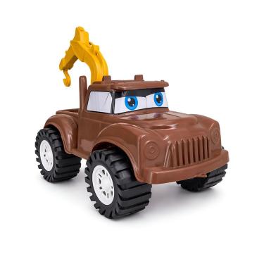 Imagem de Caminhão Guincho Articulado Super Truck Brinquedo Grande Marrom de Plástico para Resgate Draik