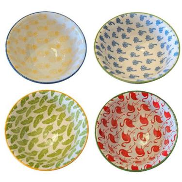 Imagem de Conjunto Bowl Colorido Molho Petisco Guacamole Cerâmica 4 UN - BTC