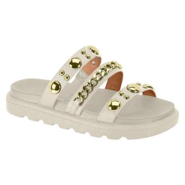 Imagem de Tamanco Feminino Vizzano Tratorado Pedraria Branco Off -, Branco, Off,