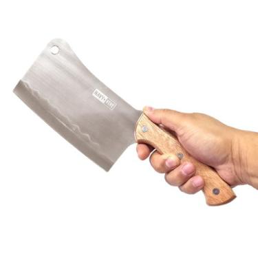 Imagem de Faca Cutelo 7 Pol Inox Corte De Ossos Churrasco Frango Carne - NAVY+HO
