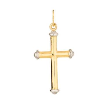 Imagem de Pingente Ouro 18k Cruz Crucifixo Espelhado Polido Com Ródio - 750 Net 