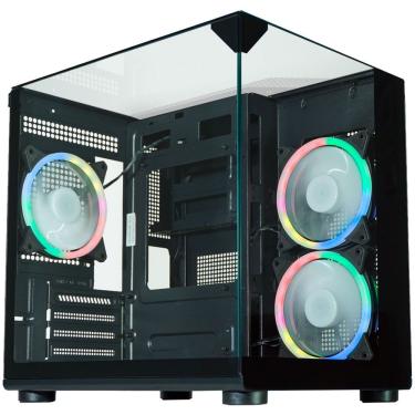 Imagem de Gabinete Gamer Aquario Visao Micro CG-02M2 Micro ATX Aco Vidro Temperado Preto K-Mex