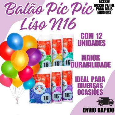 Imagem de Balão Pic Pic Liso N16 C/12 Festa Decoraçao Aniversario - riberball, V