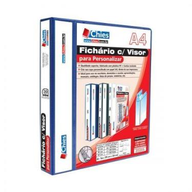 Imagem de Fichário revestido com cristal A4 Azul 30mm - 1893 - com 4 argolas - C