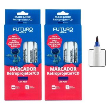 Imagem de Caixa Com 20 Unidades Marcador Permanente Retroprojetor Ponta Redonda 