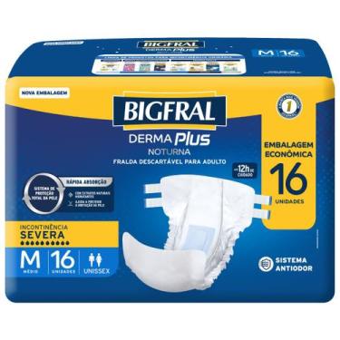 Imagem de Fralda Adulto Bigfral Derma Plus Noturna M 16 Unidades