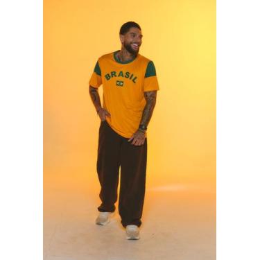 Imagem de Camiseta Brasil Masculina Amarelo Oficial Licenciada Dengo - Braziline