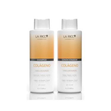 Imagem de Kit shampoo e condicionador colageno la riccy 1l  forca e restauracao