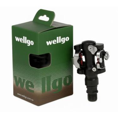 Imagem de Pedal Clip Wellgo M919 MTB Alumínio 9/16 Preto + Taco Inclusos