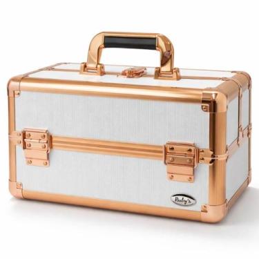 Imagem de Maleta de Maquiagem Rubys Branca e Rose com 2 Bandejas Fs-1160ff - RUB