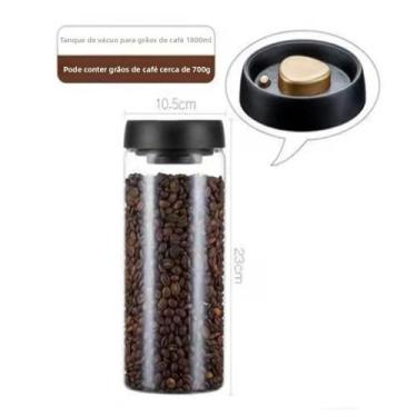 Imagem de Pote De Vidro Hermético Para Grãos De Café Com Extração De Ar, À Prova