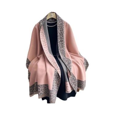 Imagem de Cachecol Feminino De Inverno Quente Em Cashmere Com Estampa De Leopard