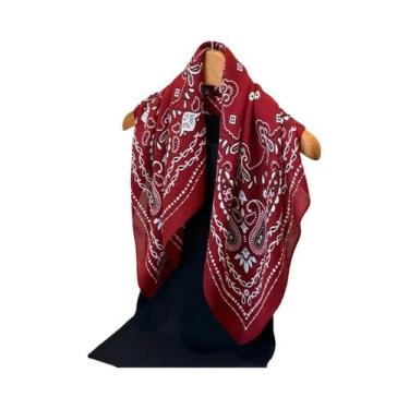 Imagem de Lenço De Cabeça Feminino 65x65cm Com Estampa Paisley, Toque De Algodão