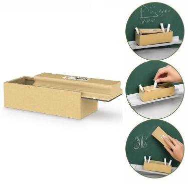 Imagem de Apagador com Porta Giz Yeet Apagador para Quadro Junges MDF Organizador Escolar Portatil Verde