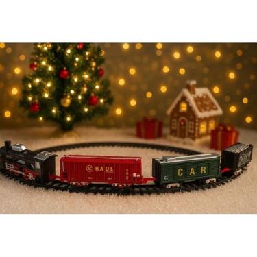 Imagem de Trenzinho Natal Clássico A Pilhas com Luz Trem 19 Peças Play Set - toy