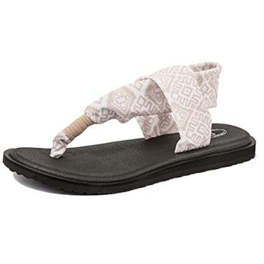 Imagem de Ranberone Sandália feminina casual de praia para o verão, Bege branco, 41