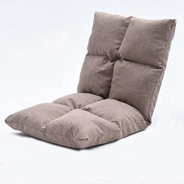 Imagem de Diumy Cadeira de chão preguiçosa com 6 posições, cadeira de chão ajustável de tatami, cadeira preguiçosa com suporte para as costas, almofadas de assento de vídeo acolchoadas dobráveis para adultos em ambientes internos - marrom 52 x 55 x 55 cm