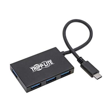 Imagem de Tripp Lite Hub USB-C Gen 1, divisor portátil USB-C para USB-A para carregamento e transferência de dados, Thunderbolt 3, 5 Gbps, 1,5 A, alumínio (U460-004-4A-Al)