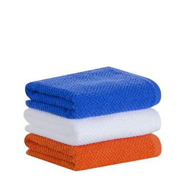 Imagem de Jogo de Toalhas Buddemeyer Gourmet Quadriculado Pano de Copa Branco/Laranja/Azul 3 peças