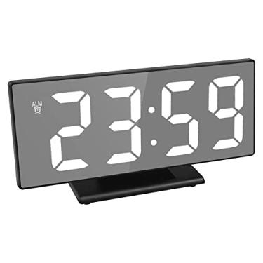 Imagem de yeacher Despertador digital Despertador de mesa Despertador LED Espelho Despertador Display de temperatura