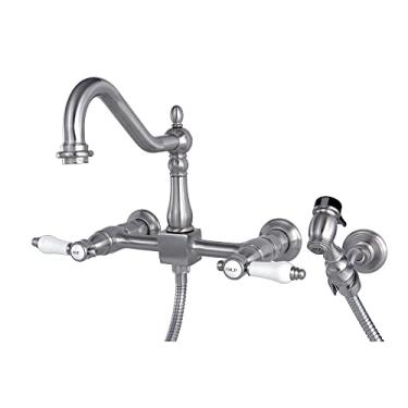 Imagem de Kingston Brass KS1248BPLBS Torneira de cozinha Bel-Air Bridge, alcance de bico de 9-7/40.6 cm, níquel escovado