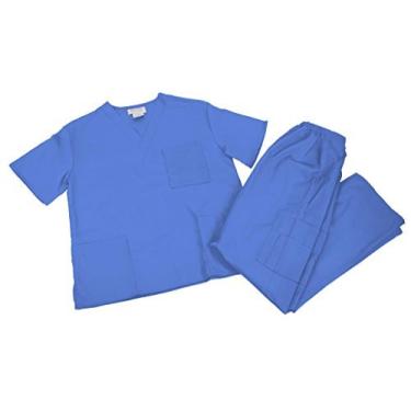 Imagem de Uniforme masculino de 8 bolsos e calça com ajuste confortável da Natural Uniforms, Ceil Blue, 3X-Large