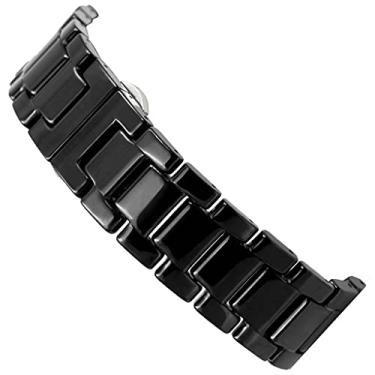 Imagem de GANFANREN Pulseira de relógio de cerâmica 20 mm 22 mm para pulseira de relógio preto/branco (cor: preta, tamanho: 20 mm)
