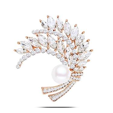 Imagem de jinyi2016SHOP Broche feminino azul vermelho cristal trigo broche para mulheres elegante festa casamento noivado joia acessório fantasia (cor metal: H8)