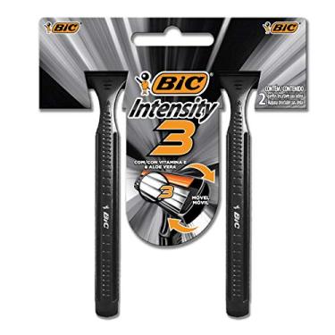 Imagem de Aparelho de Barbear BIC Intensity, Preto, 3 Lâminas, Cabo Ergonômico, Fita Lubrificante, 904421, 2 Unidades