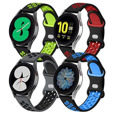 Imagem de Lerobo Pacote com 4 pulseiras compatíveis com Samsung Galaxy Watch 7 6 5 4 mm e 44 mm/Galaxy 6 4 Classic/Galaxy Watch 5 Pro de 45 mm/Galaxy Watch Active 2, Watch 3 de 41 mm, pulseira de silicone macio