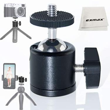 Imagem de EXMAX Mini tripé giratório de liga de alumínio de 360 graus com suporte de base de rosca de 0,63 cm para isqueiro DSLR câmera filmadora LED suporte para caminhadas HTC Vive (preto)