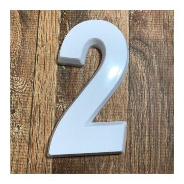 Imagem de Número Residencial 2 Branco 3d 14cm De Altura