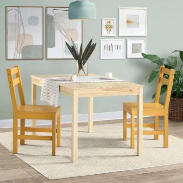 Imagem de Mesa de Madeira Maciça com 2 Cadeiras Mandacaru CabeCasa MadeiraMadeira Bege