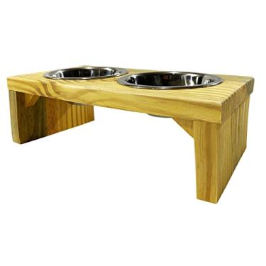 Imagem de Luppet Comedouro para Cães e gatos Toronto Elevado e com potes de Inox M, 45x22x18cm