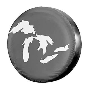 Imagem de Capa de pneu sobressalente State of Michigan Great Lakes à prova d'água à prova de poeira UV capa de pneu adequada para Jeep, Trailer, RV, SUV e muitos veículos 38 cm