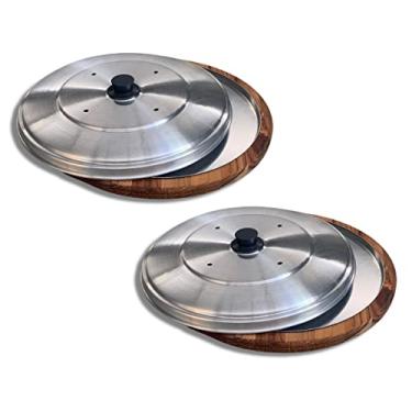 Imagem de Kit 2 Suporte Bandeja P/Servir Pizza 35cm Com Forma e Tampa