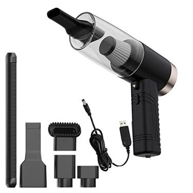 Imagem de Aspirador de vácuo 12V 120W Handheld Aspirador de pó molhado seco mini aspirador de pó com luz LED para Home/Car,Wireless black