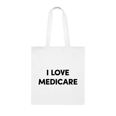 Imagem de Sacola Medicare, Sacola I Love Medicare, Presente Medicare, Bolsa de Ombro Medicare, Sacolas Reutilizáveis Medicare, Cesta de Aniversário de Natal, Branco