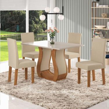 Imagem de Conjunto Sala de Jantar Mesa Criare 120x80cm Tampo MDP com 4 Cadeiras Venus Viero Móveis Marrom/Blonde/Bege
