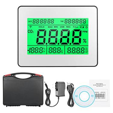 Imagem de Qudai Detector de dióxido de carbono de registro de dados Monitor de qualidade do ar Medidor com função de relógio de registro de dados Detector de CO2 grande LCD de 5,5 polegadas para montagem em NP