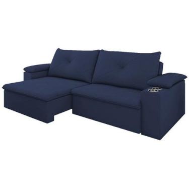Imagem de Sofa Retratil E Reclinavel 03 Lugares 230cm Tico Suede Azul D'monegatt