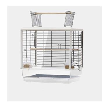 Imagem de KIZQYN Gaiolas de pássaros papagaio gaiola de pássaro grande gaiola de reprodução de luxo gaiola de pássaro transparente ornamental gaiola de pássaro portátil pequeno tamanho pássaros viagem gaiola de voo (Cor: B)