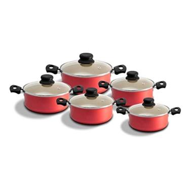 Imagem de Jogo de Panelas Caçarolas 5 Peças Antiaderente Teflon- Cereja